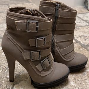 Utility heeled booties